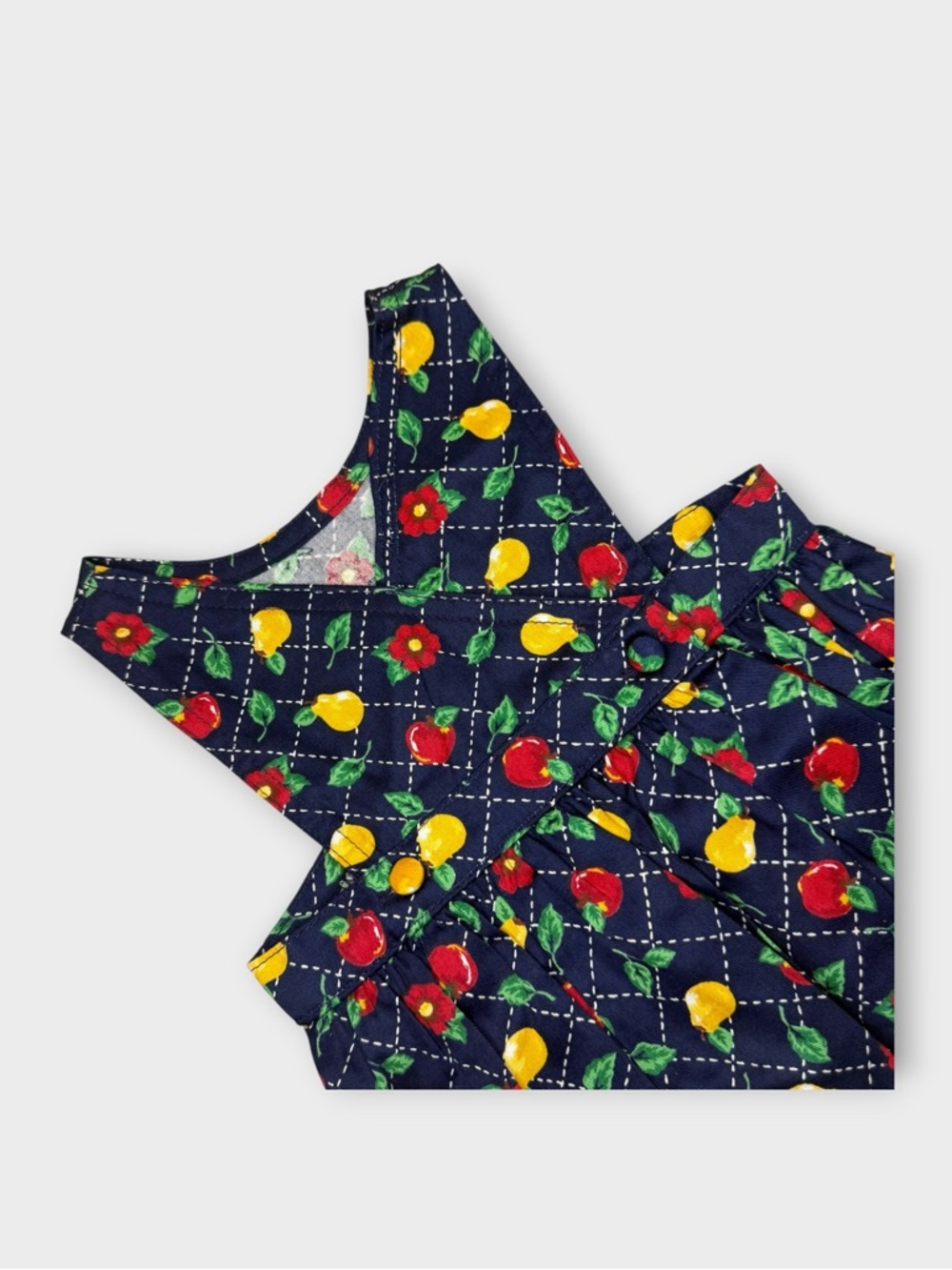 OshKosh B’gosh Vintage Pear Apple Fruit Floral Leaf Pattern Pinafore Dress - Picture 4 of 8
